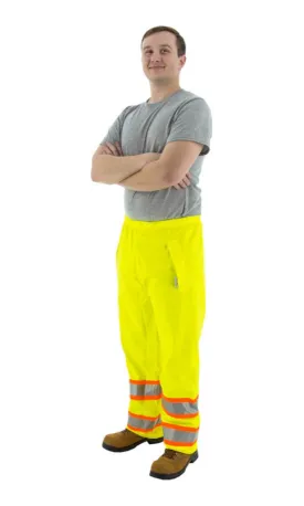 Majestic 75-7351 Hi-Vis Waterproof Rain Pants DOT Striping ANSI E