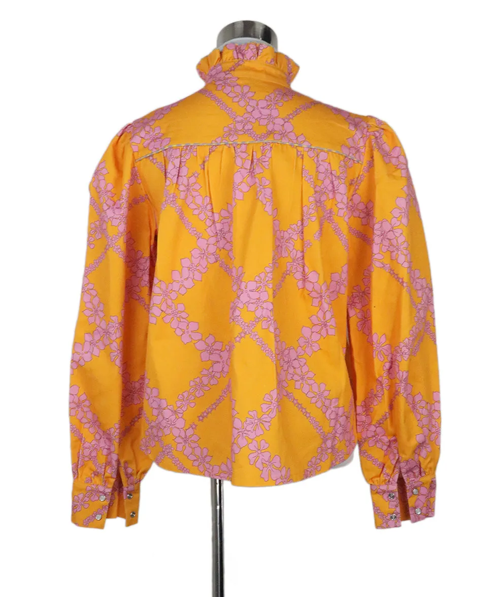 Manoush Orange & Pink Floral Blouse sz 6