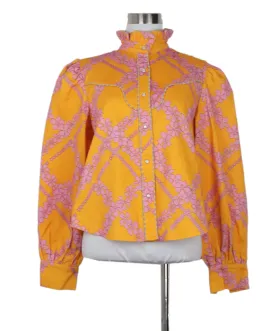 Manoush Orange & Pink Floral Blouse sz 6