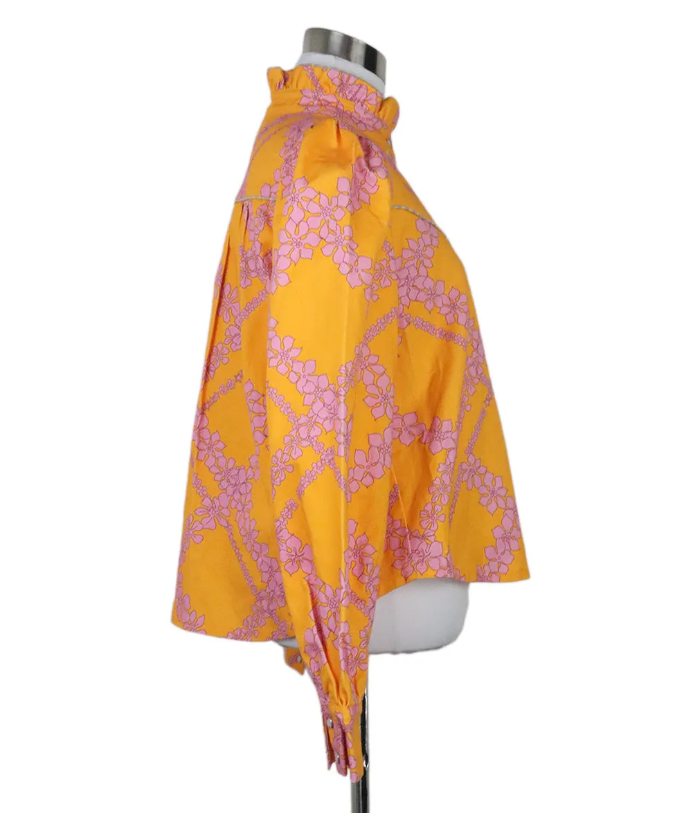 Manoush Orange & Pink Floral Blouse sz 6