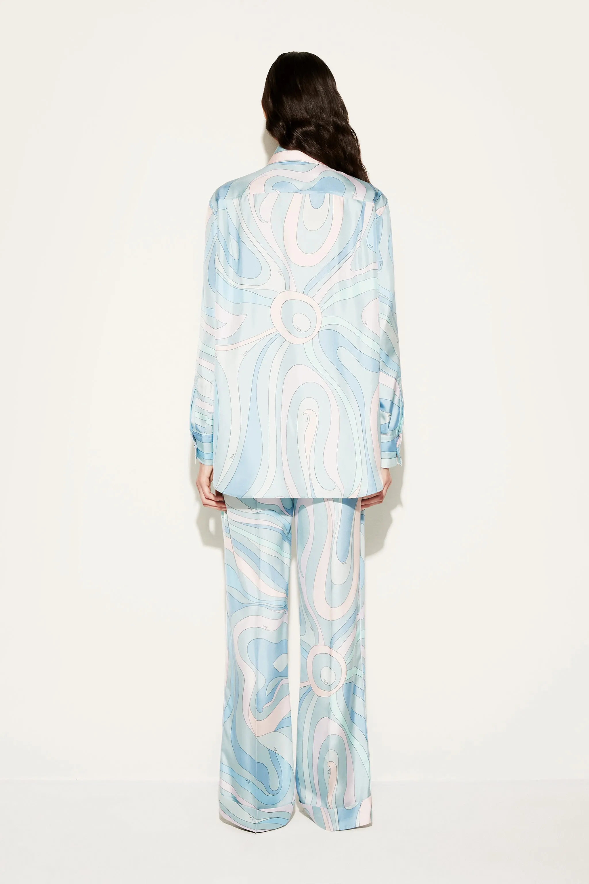 Marmo-Print Silk-Twill Trousers