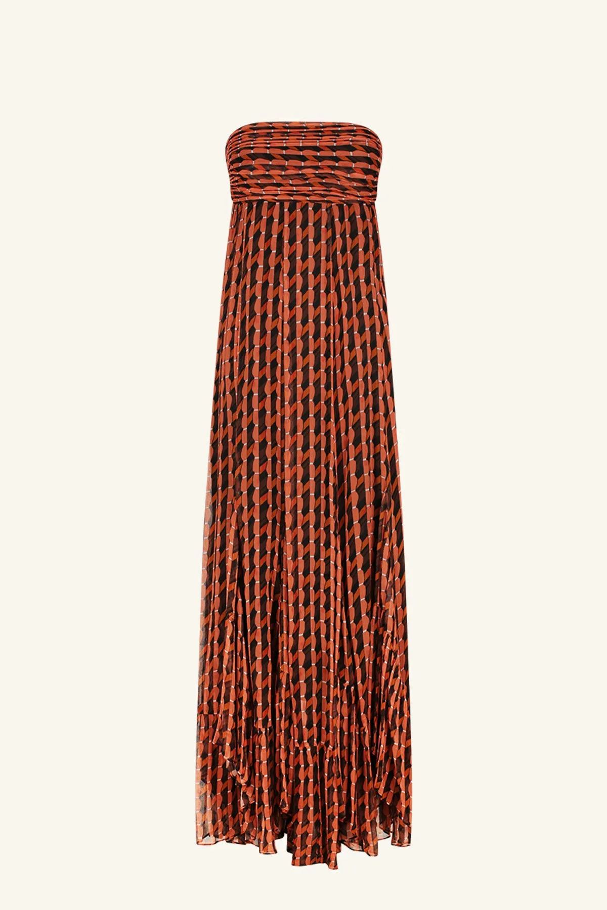 Elegant Martina Maxi Dress with Ruched Bodice and Flattering Godet Skirt