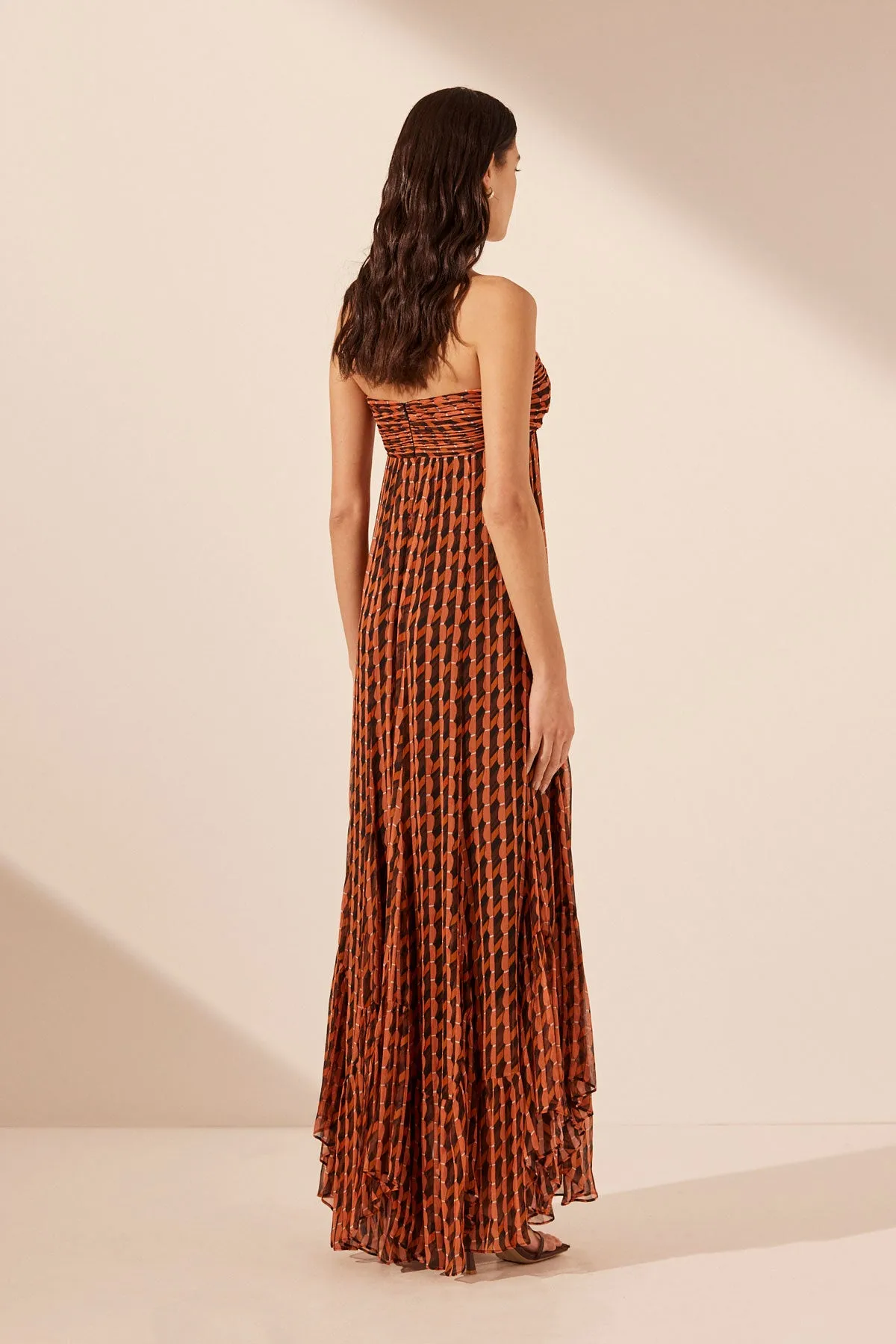 Elegant Martina Maxi Dress with Ruched Bodice and Flattering Godet Skirt