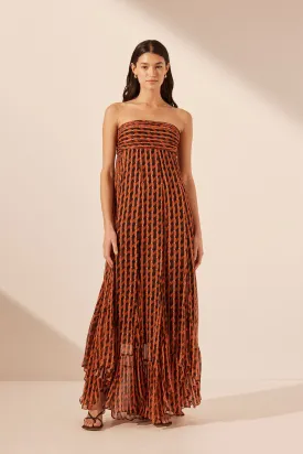 Elegant Martina Maxi Dress with Ruched Bodice and Flattering Godet Skirt