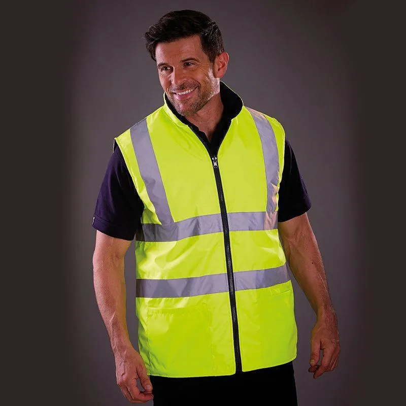 Men's High Vis Reversible Fleece Work Bodywarmer