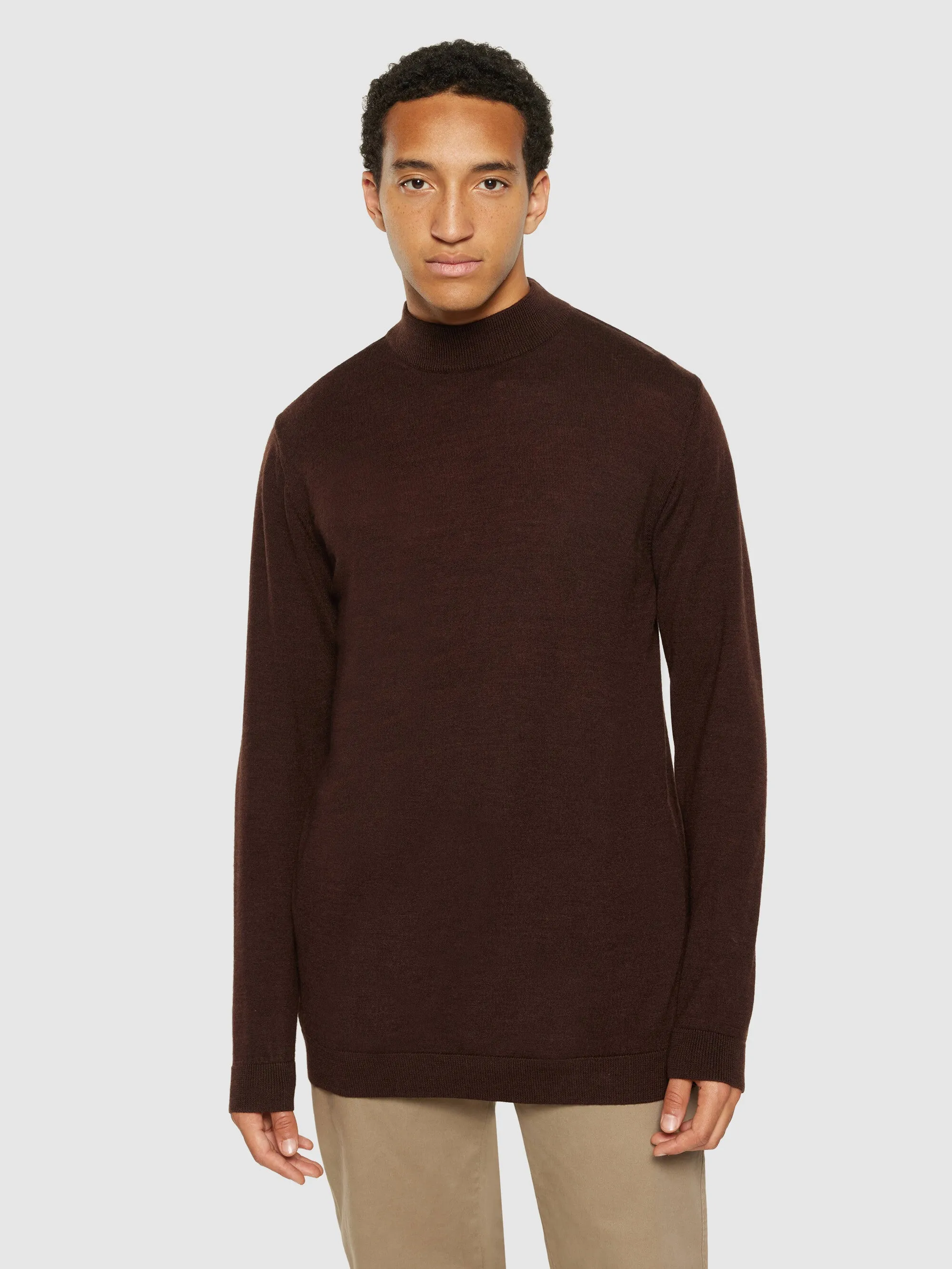 Merino mock neck - RWS - Demitasse (brown)