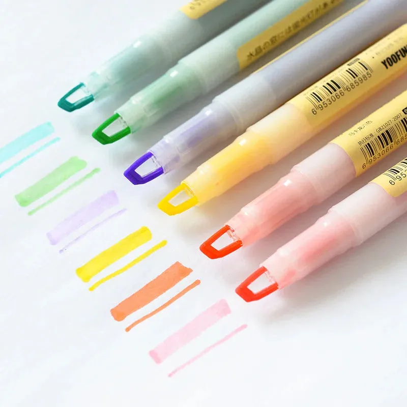 Morandi Color Hollow Nib Double Head Set Highlighter