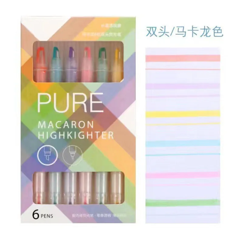 Morandi Color Hollow Nib Double Head Set Highlighter