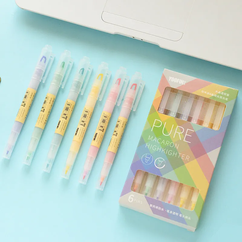 Morandi Color Hollow Nib Double Head Set Highlighter
