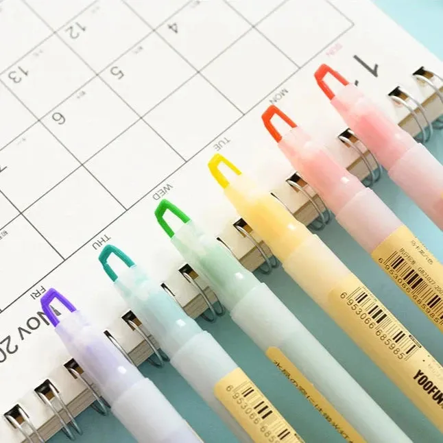 Morandi Color Hollow Nib Double Head Set Highlighter
