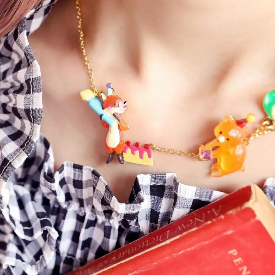 N2 - AQPP301 Fox and Cuddly bear Statement necklace