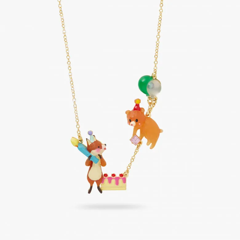 N2 - AQPP301 Fox and Cuddly bear Statement necklace
