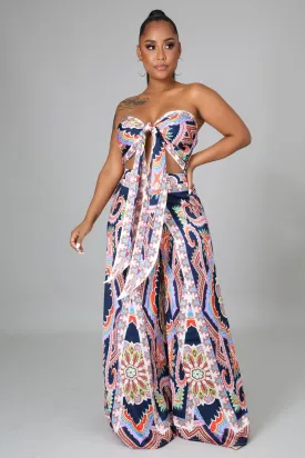 Navy Geo Print Palazzo Set