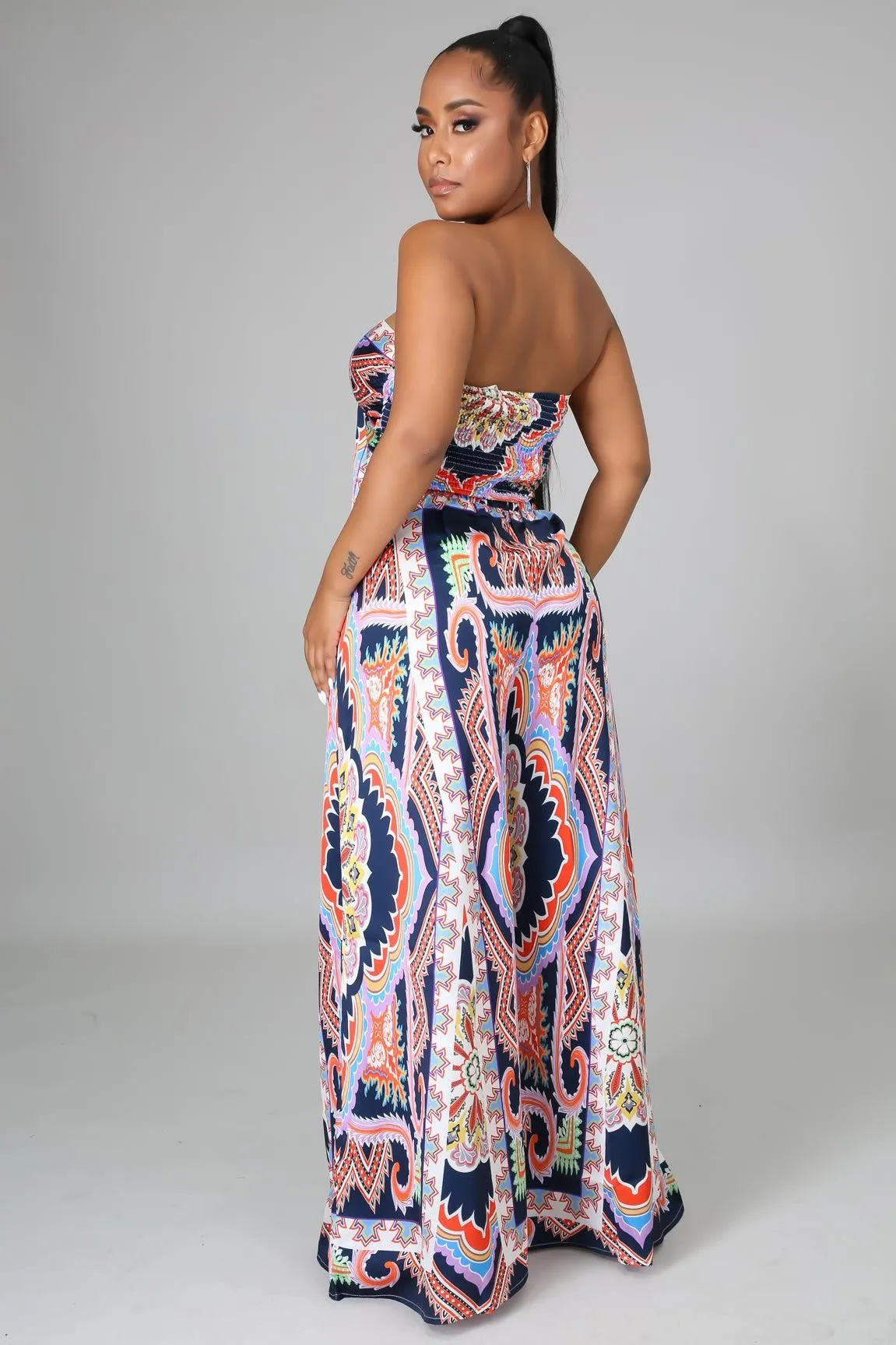 Navy Geo Print Palazzo Set