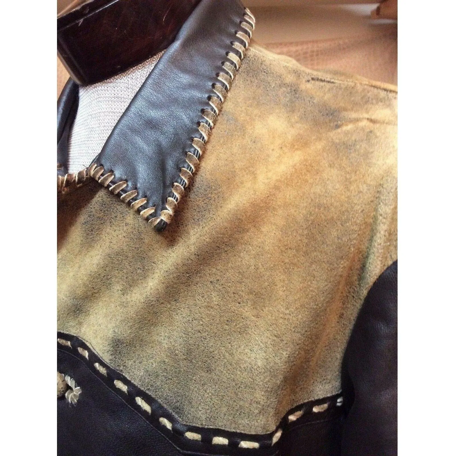 New Mens Vintage Italian Lamb Skin Brown Leather Western Cowboy Dress Jacket