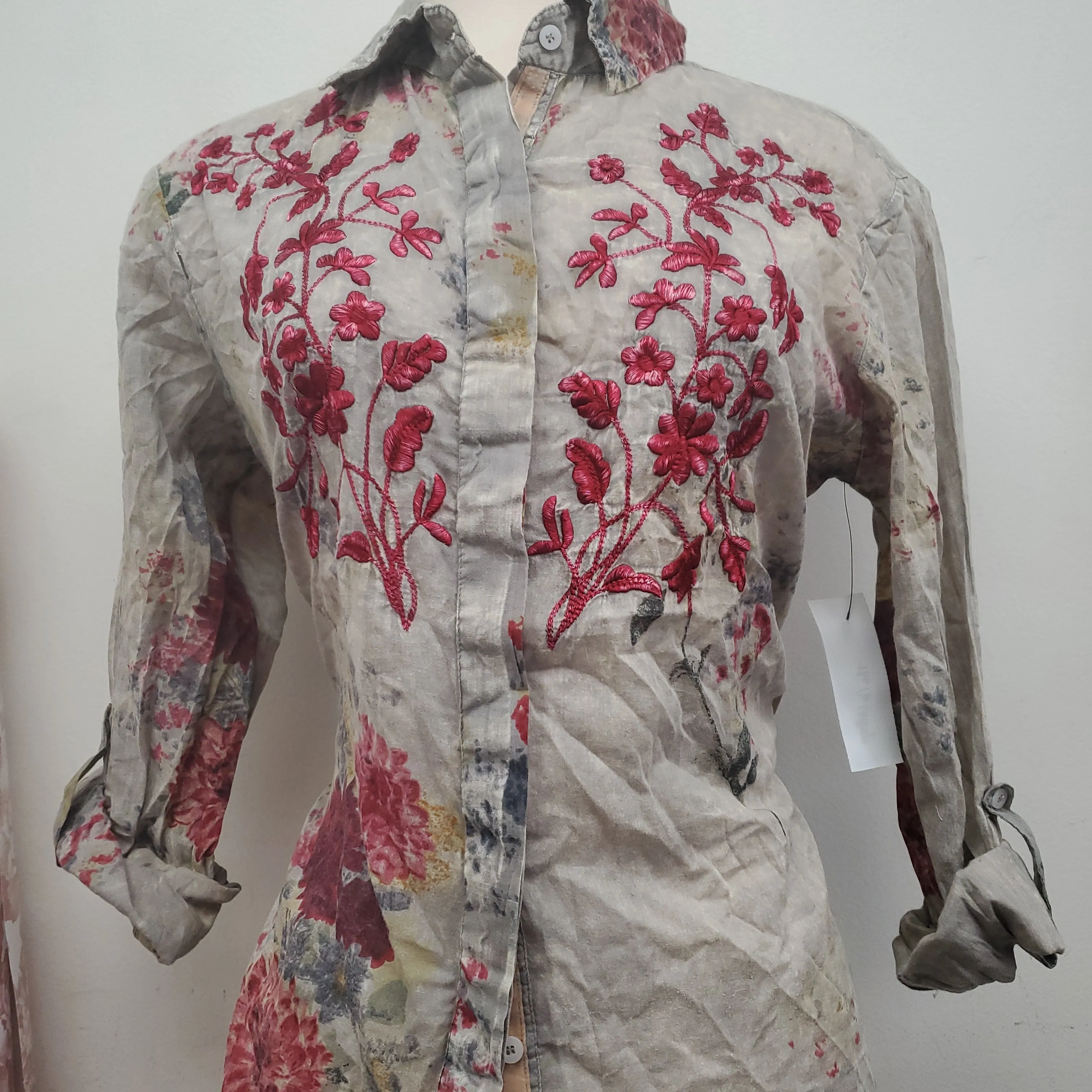 Nu Vintage Long Sleeve Flower Vintage Blouse
