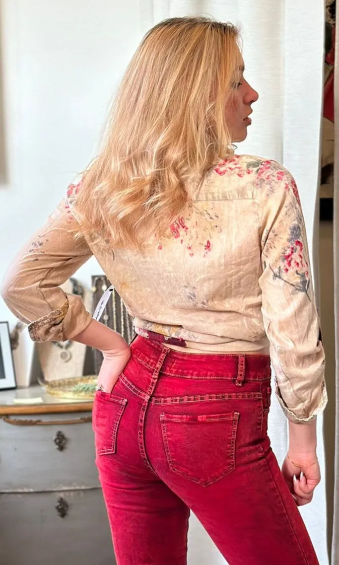 Nu Vintage Long Sleeve Flower Vintage Blouse