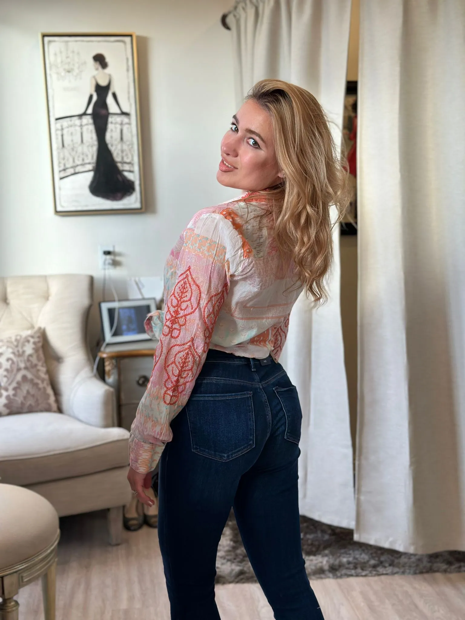 Nu Vintage Long Sleeve Flower Vintage Blouse