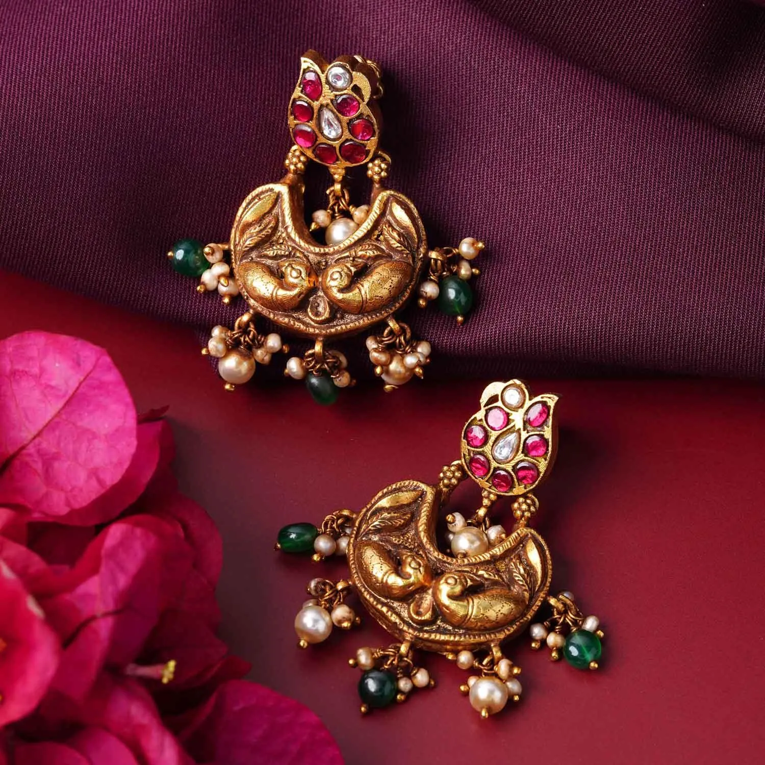 Peacock Chandbali Earrings
