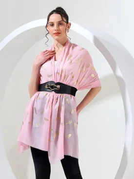 Pink shawl with gold leaf, best printed shawl online