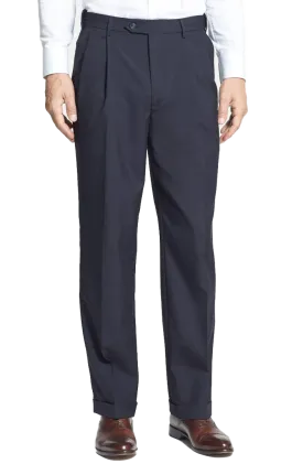 Polyester Wool Tropical Self-Sizer Pleated Big & Tall<br>Long Rise
