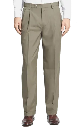 Polyester Wool Tropical Self-Sizer Pleated Big & Tall<br>Regular Rise<br>Lt Olive
