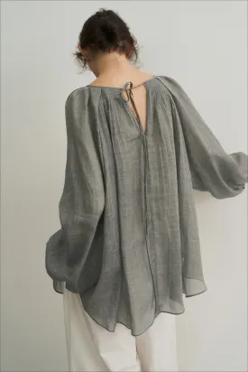 Raime blend Lyocell pleated sheer blouse | 3 color