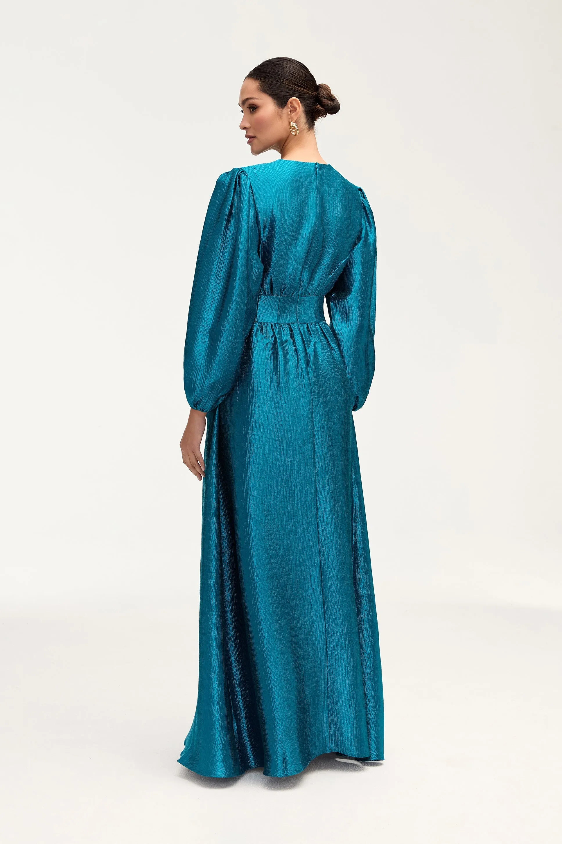 Raya Balloon Sleeve Maxi Dress - Deep Lagoon