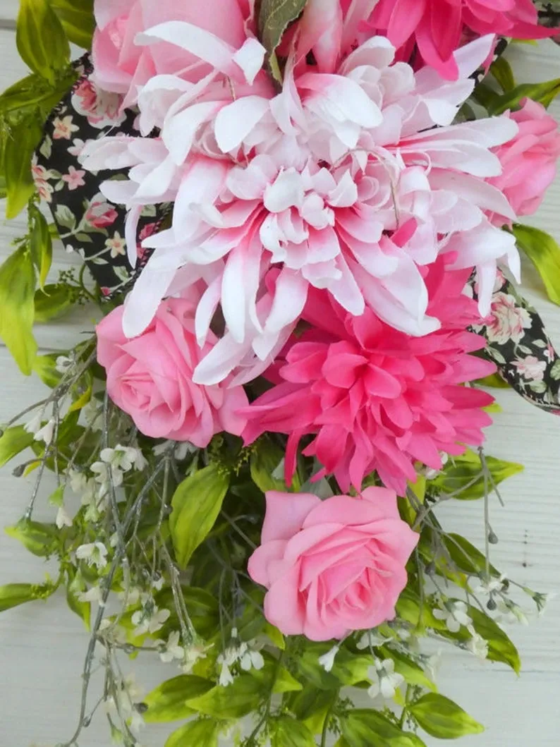 Rose Door Swag, Summer Wreaths, Front door decor