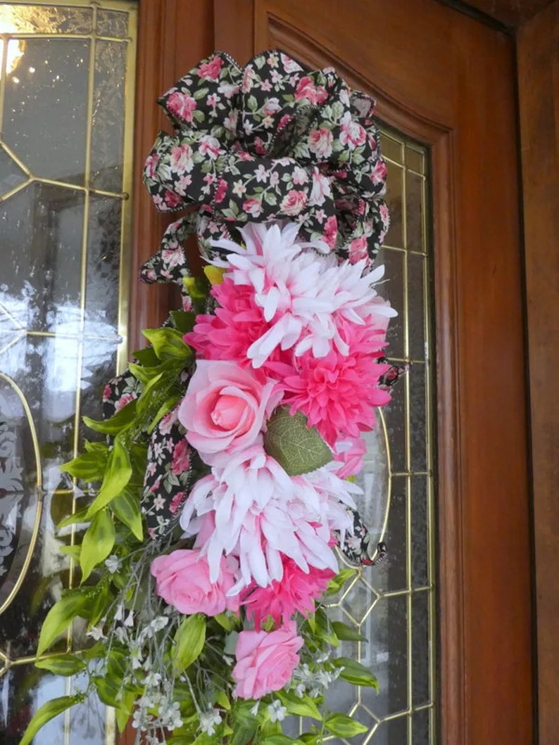Rose Door Swag, Summer Wreaths, Front door decor
