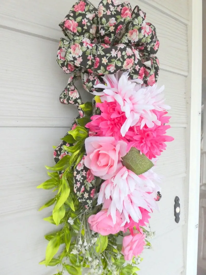Rose Door Swag, Summer Wreaths, Front door decor