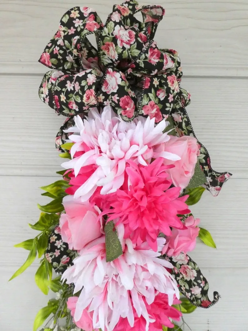 Rose Door Swag, Summer Wreaths, Front door decor