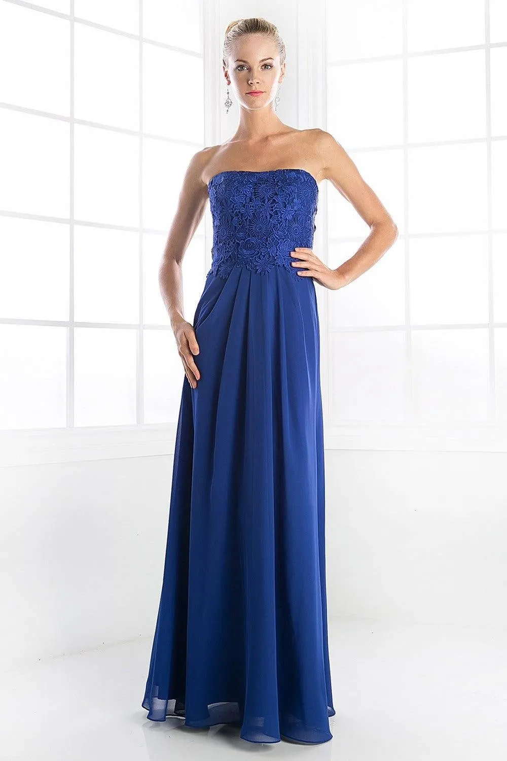 Royal Blue Chiffon Empire Dress-FINAL SALE-NOT ELIGIBLE FOR EXCHANGE OR REFUND