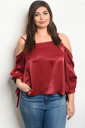 Royal Curves Amora Burgundy Blouse-FINAL SALE-NOT ELIGIBLE FOR EXCHANGE OR REFUND