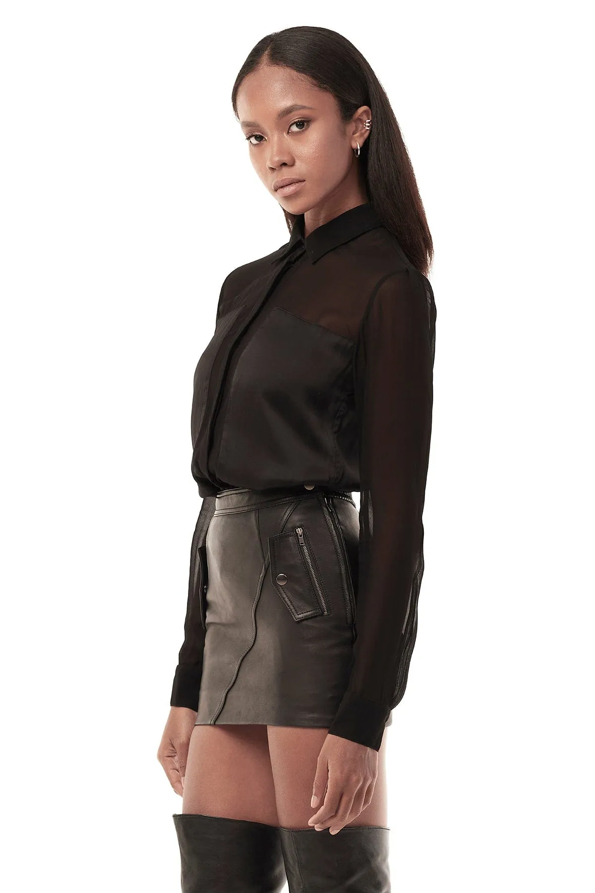 SHEER BLOUSE IN BLACK