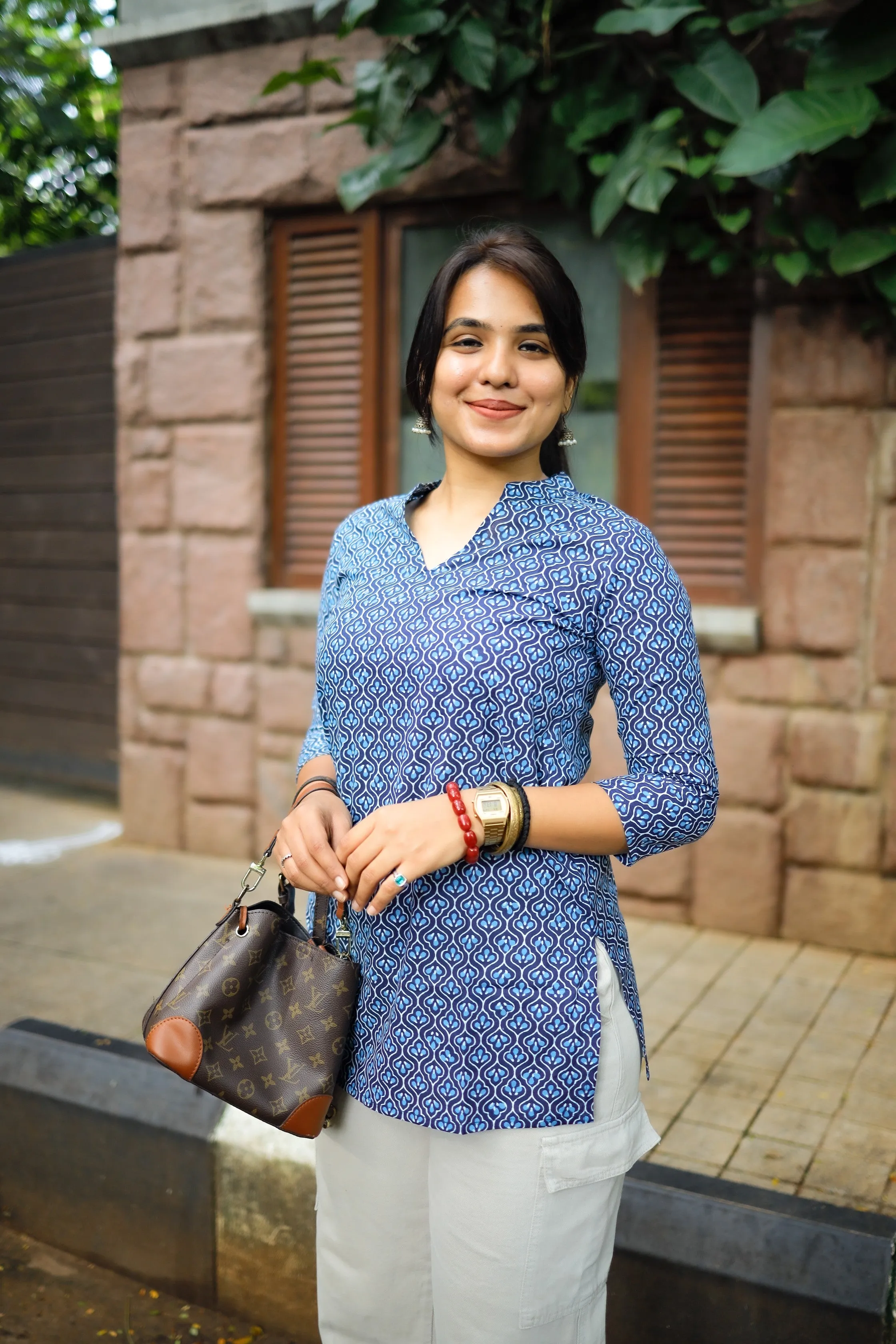 Short Kurti - 18 - Organic cotton short kurti in indigo