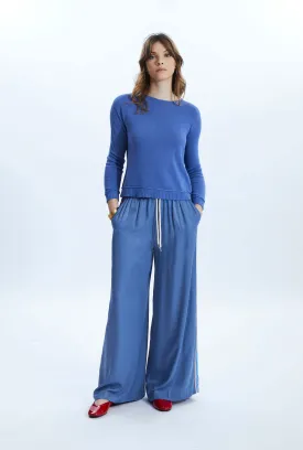 Side Stripe Wide Leg Trousers Denim
