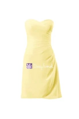 Simple Beach Wedding Party Dress Romantic Strapless Knee Length Chiffon Party Dress (BM1829)