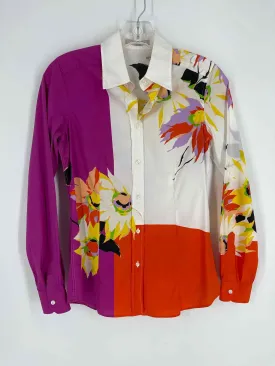 Size S ? White/Multi Floral Designer Blouse