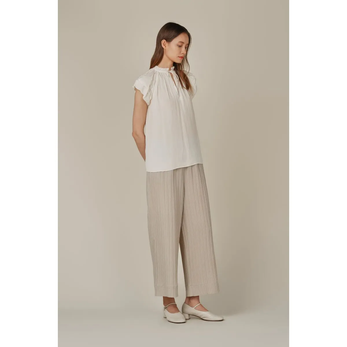 Sophia Grade and Gather Satin Ruffle Sleeve Blouse