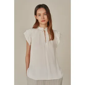 Sophia Grade and Gather Satin Ruffle Sleeve Blouse