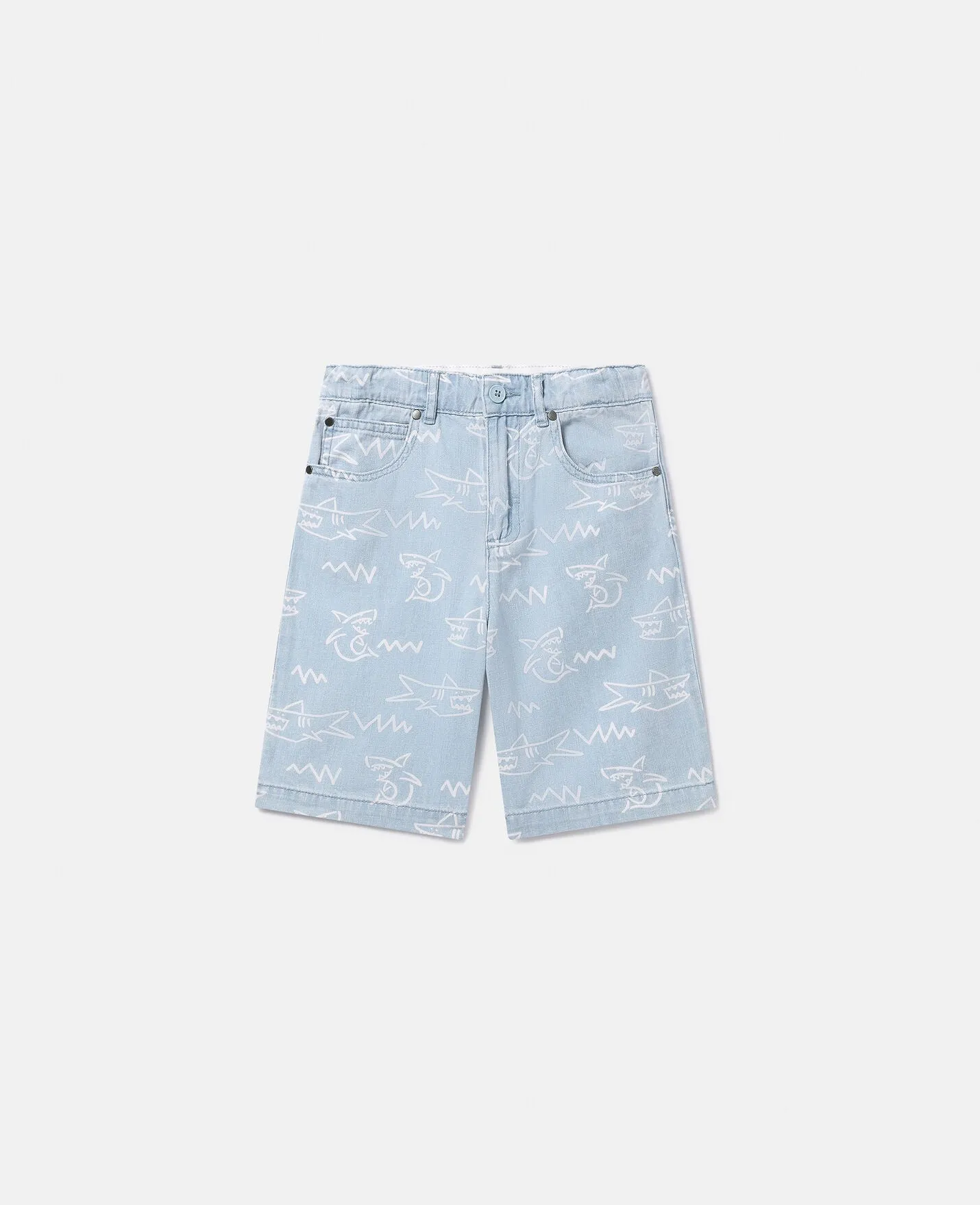 Stella McCartney Boys Graphic Shark Light Denim Shorts
