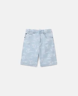 Stella McCartney Boys Graphic Shark Light Denim Shorts