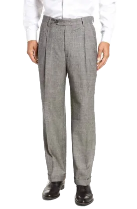 Stretch Black & White Plaid, Touch Finish,<br>Pleated<br>Regular Rise