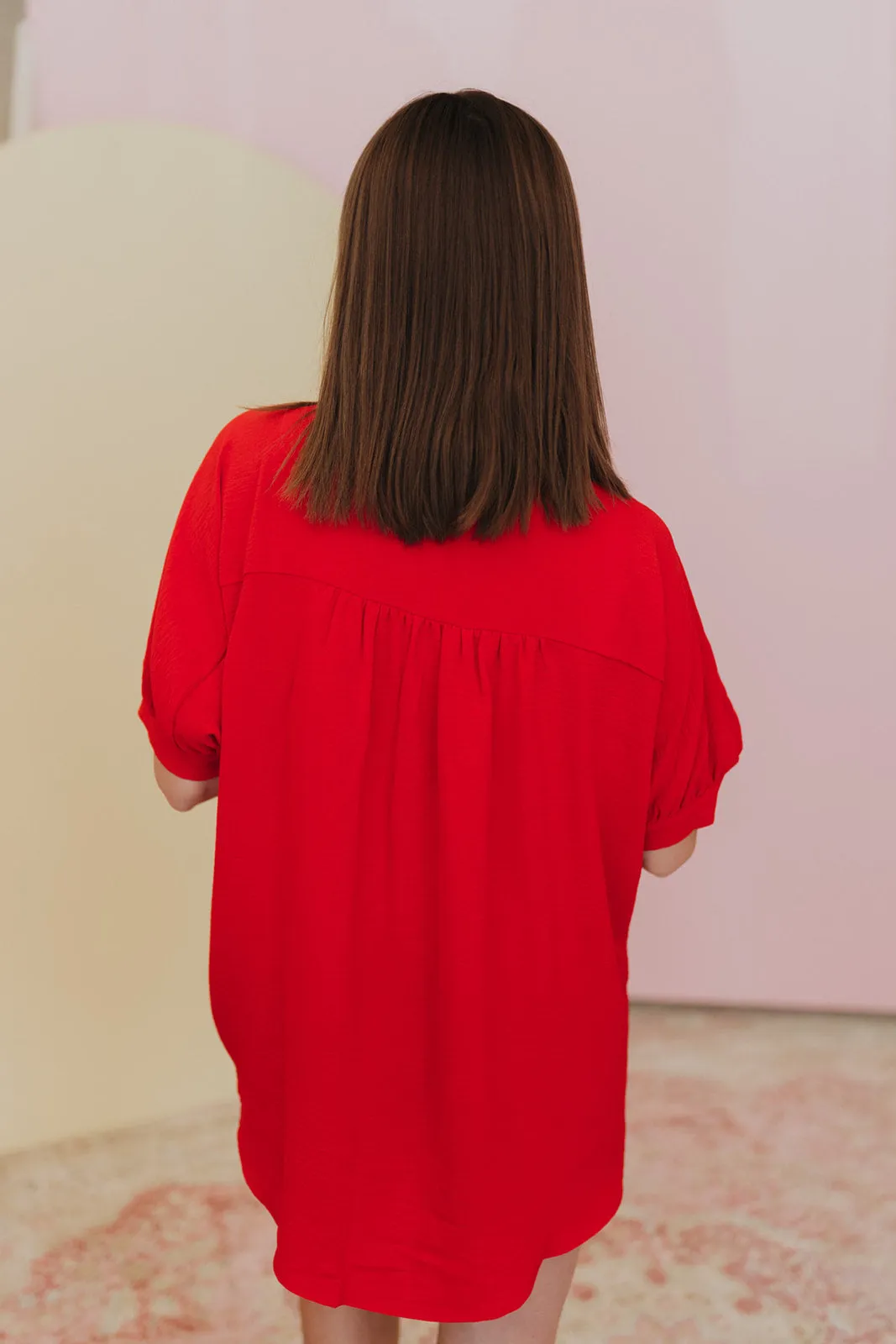 Summer Essence Red V-Neck Blouse