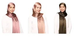 Sumptuously Soft Luxury Premium Crinkle Soft Lush Silk Hijab Scarf Plain Wrap Stripe Satin Luxe