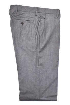 Super 110's Stretch Wool Flannel<br>Flat Front<br>Regular Rise<br>Light Grey