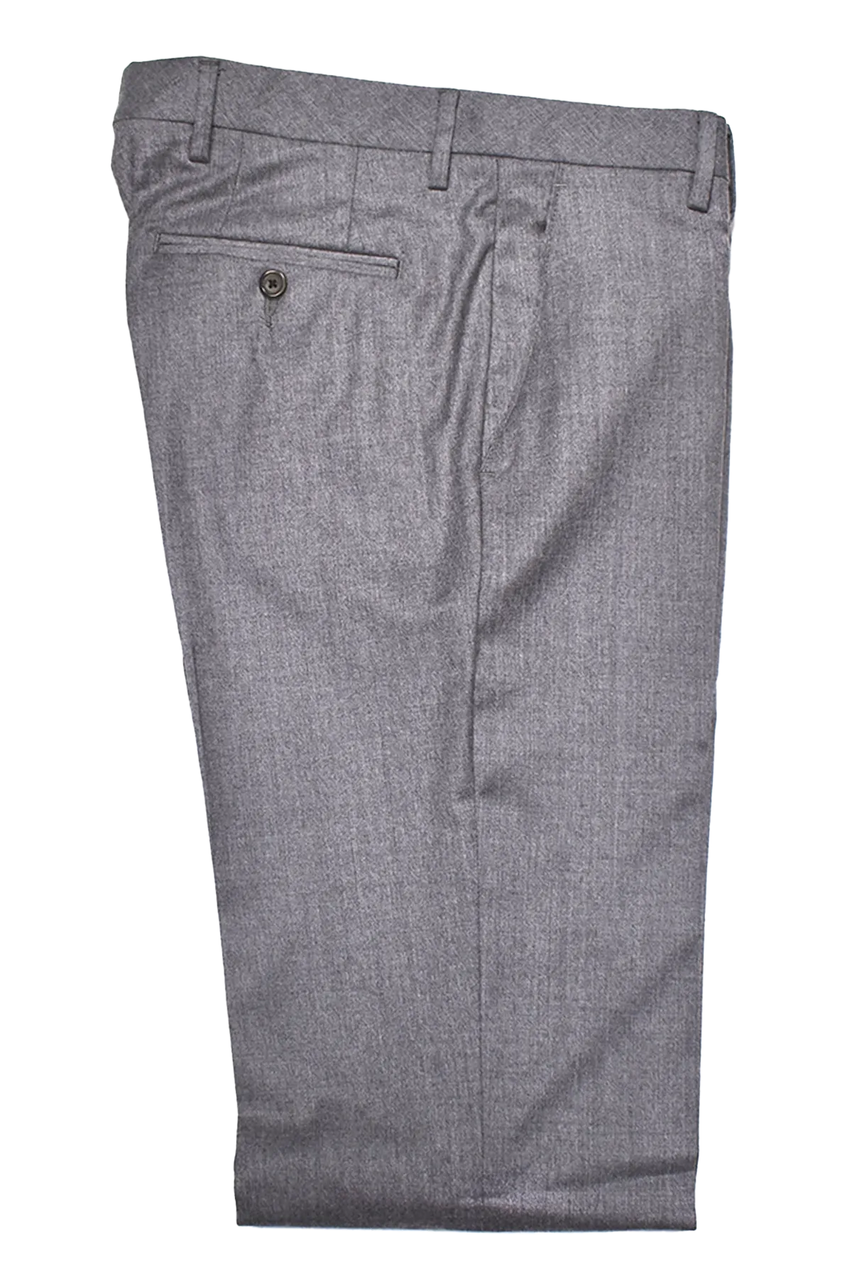 Super 110's Stretch Wool Flannel<br>Flat Front<br>Regular Rise<br>Light Grey