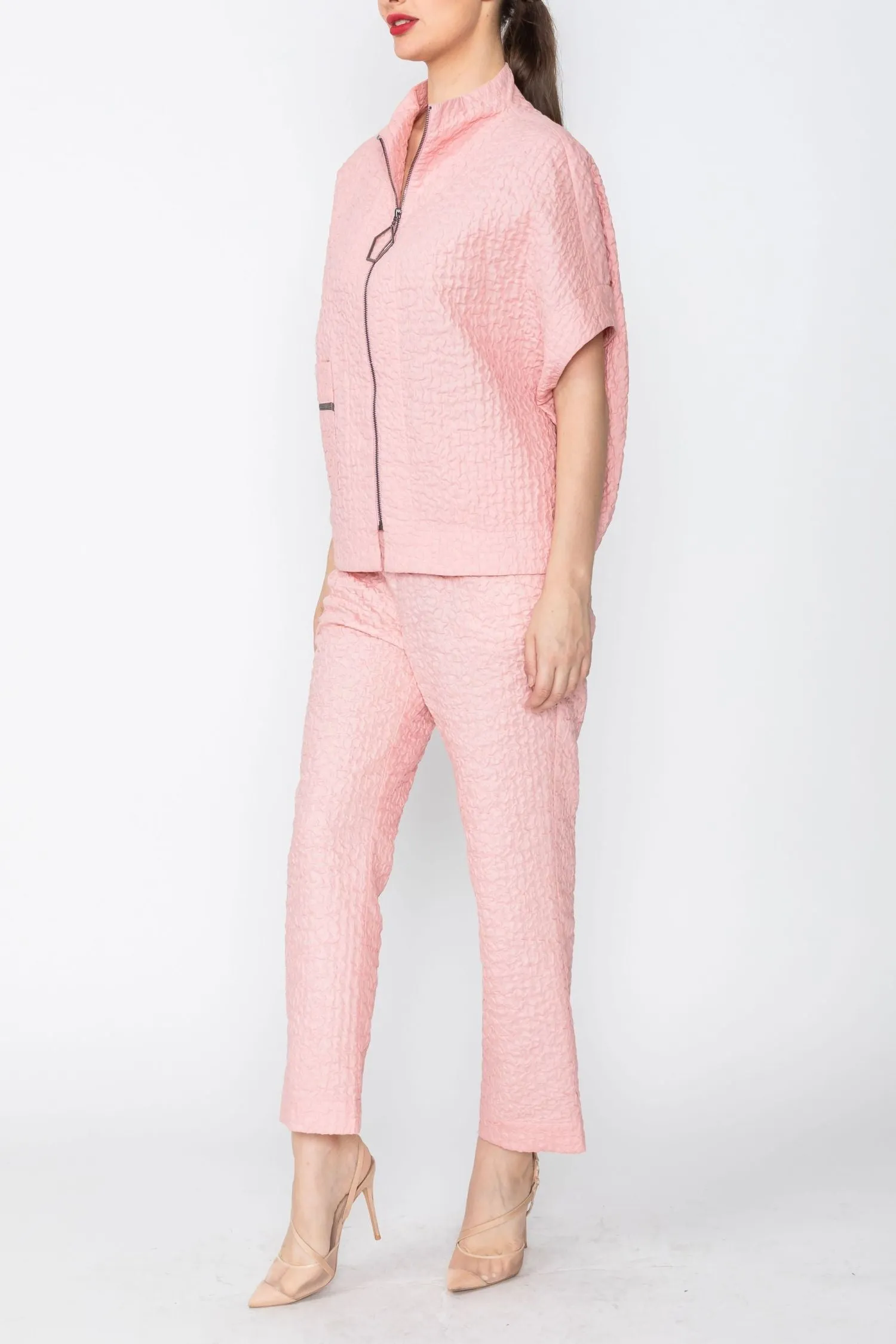 Textured Straight Leg Pants