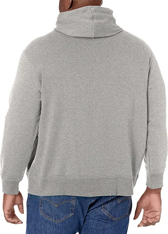 Tommy Hilfiger Men's Long Sleeve Fleece Flag Pullover Hoodie Sweatshirt  Color Grey Heather Size L